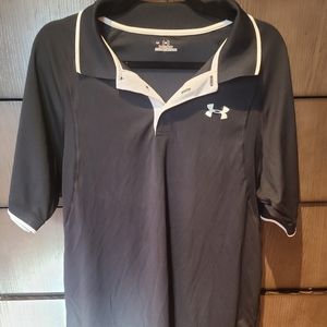 Woman's collard shirt under armor black and white